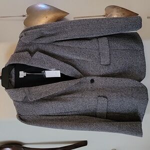 a. new day Tweed Wool Blend Jacket Black White Gray size 16 NWT